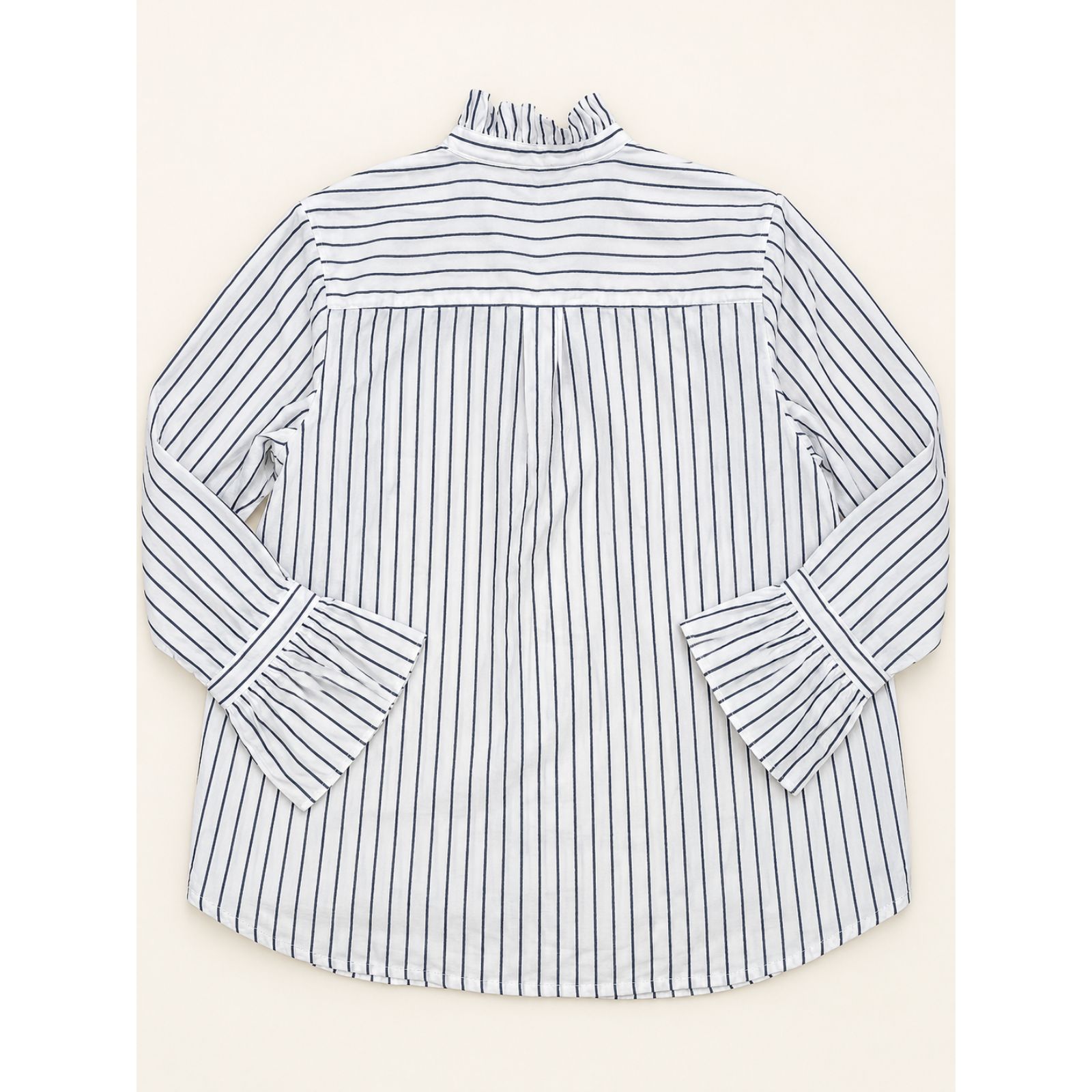Wnu With Nothing Underneath Kew Striped Cotton Blouse Us 12 Ruffle Collar — image 2 of 8